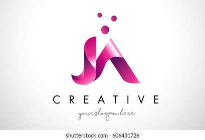 JA Letter Logo Design Template with Purple Colors and Dots