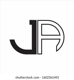 JA Letter logo monogram with oval shape negative space design template white background