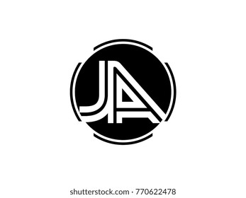 JA letter logo round black