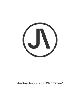 Logo de la carta JA. Este icono del logotipo se combina con la forma de una cola para aviones Jet Airplane de forma creativa.
