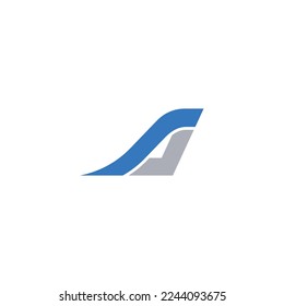 JA Letter Logo. This logo icon combines with the shape of a Jet Airplane Tail in a creative way.