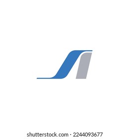 JA Letter Logo. This logo icon combines with the shape of a Jet Airplane Tail in a creative way.