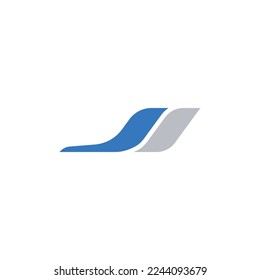 JA Letter Logo. This logo icon combines with the shape of a Jet Airplane Tail in a creative way.