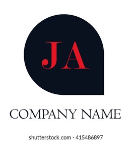 JA Letters red , Abstract black background logo, Design identity in shape, Alphabet letter