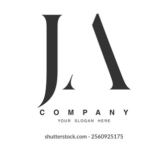 JA logo design. Initial letter j and a serif font style. Creative classic company name typography. Trendy logotype or identity. Vector illustration.