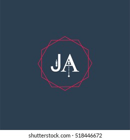 ja logo initial Letter, Abstract Polygonal Background Logo, design for Corporate Business Identity,flat icon, Alphabet letter