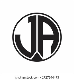 Monograma del logotipo JA con estilo de la cinta en el fondo blanco