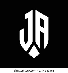 ja logo monogram with emblem shield style design template