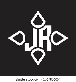 Monograma de logotipo JA con cuatro cono redondeado por la plantilla de diseño de forma