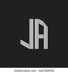 JA Logo monogram with outline style linked isolated on black background
