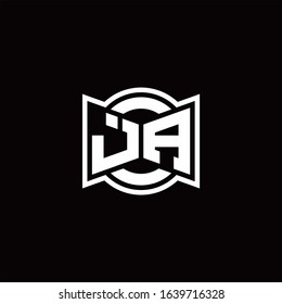 JA logo monogram with ribbon style circle rounded design template