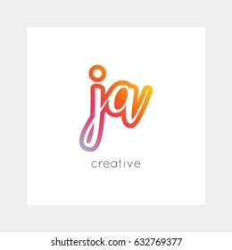 JA logo, vector. Useful as branding, app icon, alphabet combination, clip-art.