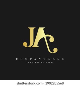 Vector de logotipo inicial de lujo mínimo de JA.