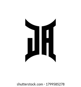 JA monogram logo with curved side design template