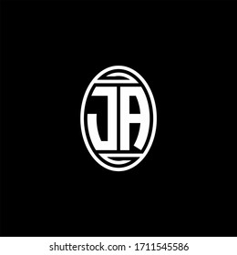 JA-Monogramm-Logo einzeln auf ovaler, rotierender Schablone