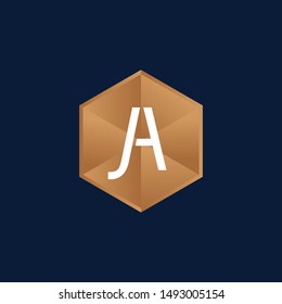 JA Retro Crystal hexagon logo design