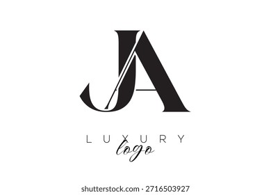 JA Serif Letter Monogram Typography Logo para una identidad de marca elegante de Premium