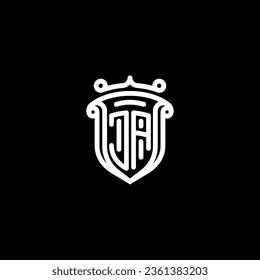 JA shield initial monogram with high quality professional design that will print well