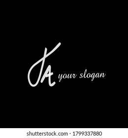 JA Slogan Initial handwriting logo vector