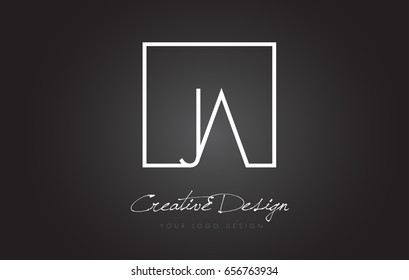 JA Square Framed Letter Logo Design Vector with Black and White Colors.