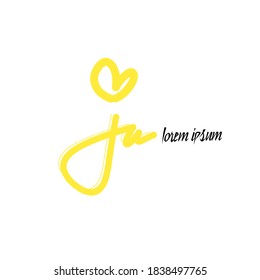 ja tagline Logotipo inicial de escritura a mano vectorial