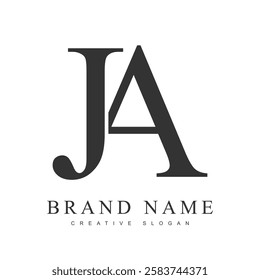 JA trendy logotype template. Initial letter j and a classic font style. Creative logo for company name or identity. Vector illustration.