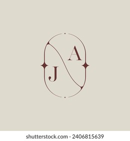 Clásico de bodas de JA en un elegante monograma con un diseño profesional de alta calidad que se imprimirá bien