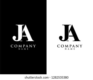 ja/aj initial company name logo template vector