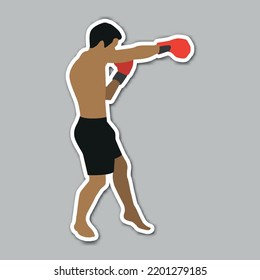 Jab Boxing Pose Martial Art Editable Vector Sticker