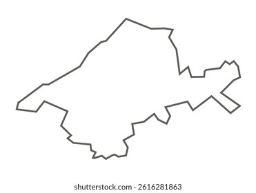 Jabalpur District of Madhya Pradesh outline map on a white background