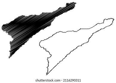 Jaborandi municipality (Bahia state, Municipalities of Brazil, Federative Republic of Brazil) map vector illustration, scribble sketch Jaborandi map