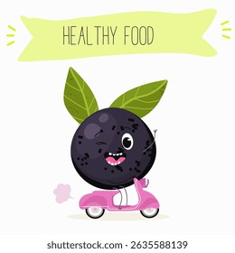jaboticaba fruit cute funny cheerful characters. Vector hand drawn  illistration.