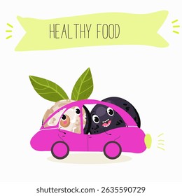 jaboticaba fruit cute funny cheerful characters. Vector hand drawn  illistration.
