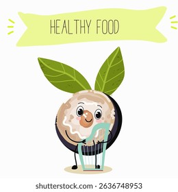 jaboticaba fruit cute funny cheerful characters. Vector hand drawn  illistration.