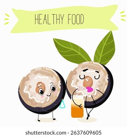 jaboticaba fruit cute funny cheerful characters. Vector hand drawn  illistration.