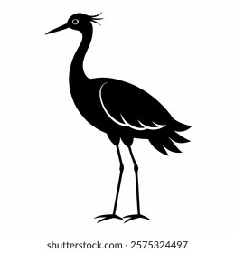 A jacana bird silhouette vector icon with white background