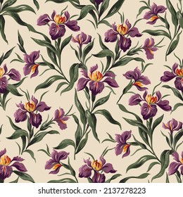 JACARANDA FLORAL SEAMLESS PATTERN IN EDITABLE VECTOR FILE