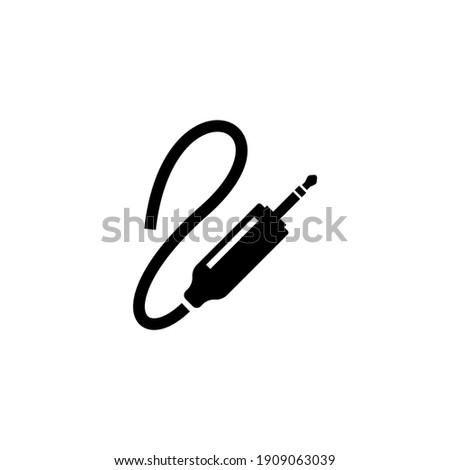 Jack audio input icon. Jack plug, mic, headphone wire symbol.