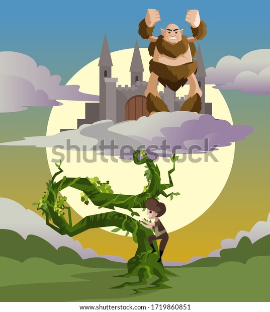 Jack and the beanstalk fairytale and the castle in\
the sky