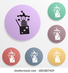 Jack in the box badge color set icon. Simple glyph, flat vector of toys icons for ui and ux, website or mobile application