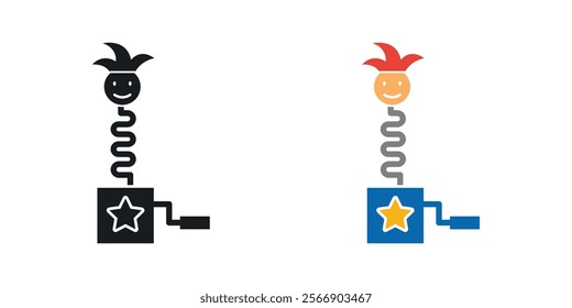 Jack in the box icon set in black and colored