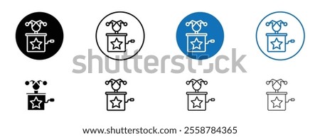 Jack in the box icon set in black and blue colors