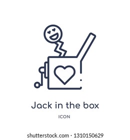 jack in the box icon from valentines day outline collection. Thin line jack in the box icon isolated on white background.