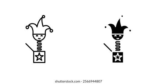 Jack in the box icons. black and white vector set.