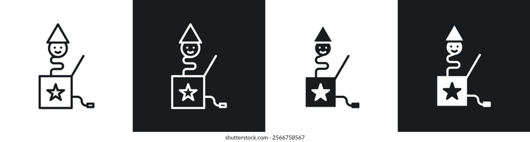 Jack in the box icons in Thin line black color. flat simple vector symbols illustration.