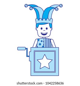jack in the box surprise with jester and clothes hat