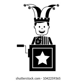 jack in the box surprise with jester and clothes hat