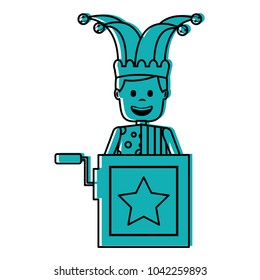 jack in the box surprise with jester and clothes hat