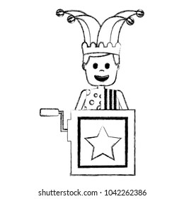 jack in the box surprise with jester and clothes hat