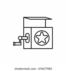 Jack in the box toy icon in outline style on a white background